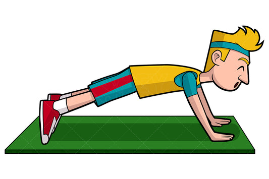 Royalty-free stock vector illustration of a young man doing push ups.