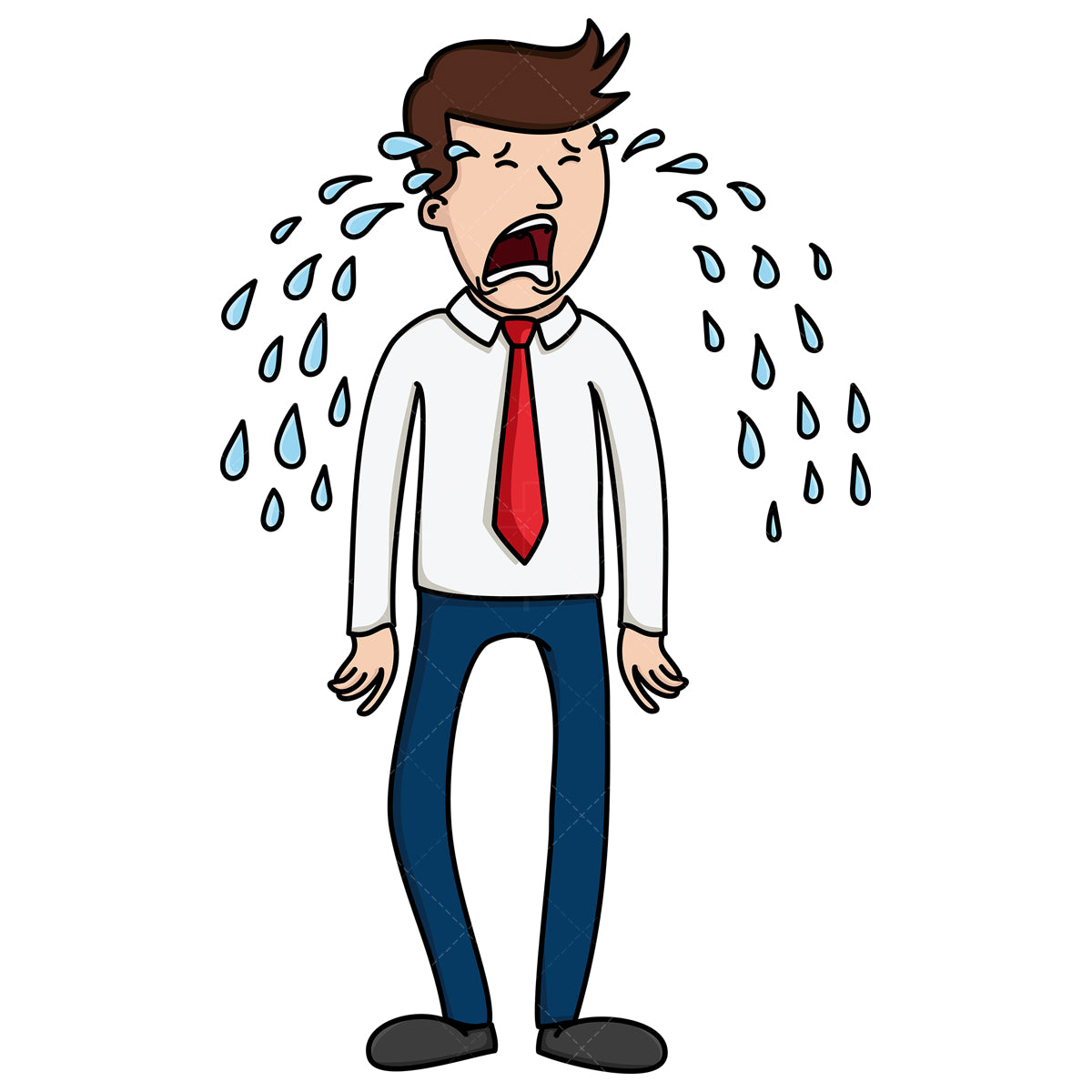 Royalty-free stock vector illustration of a wailing business man.