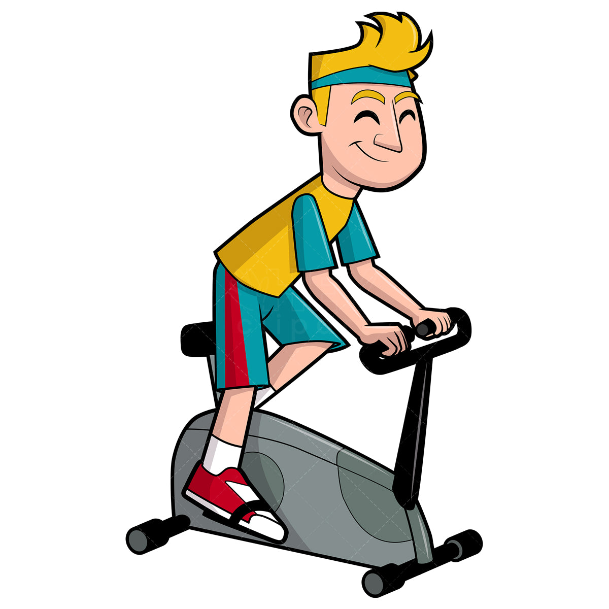 Royalty-free stock vector illustration of a man riding stationary bicycle.