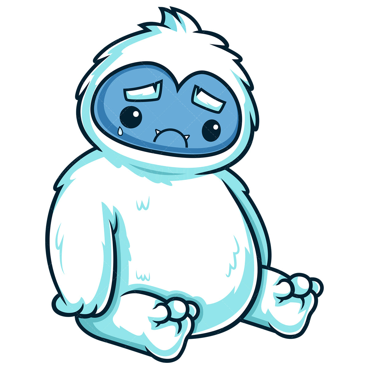 Royalty-free stock vector illustration of a sad yeti monster.