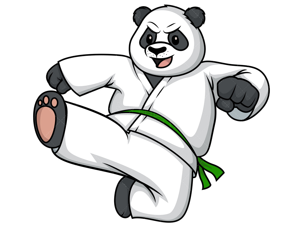 Royalty-free stock vector illustration of a bear doing karate.