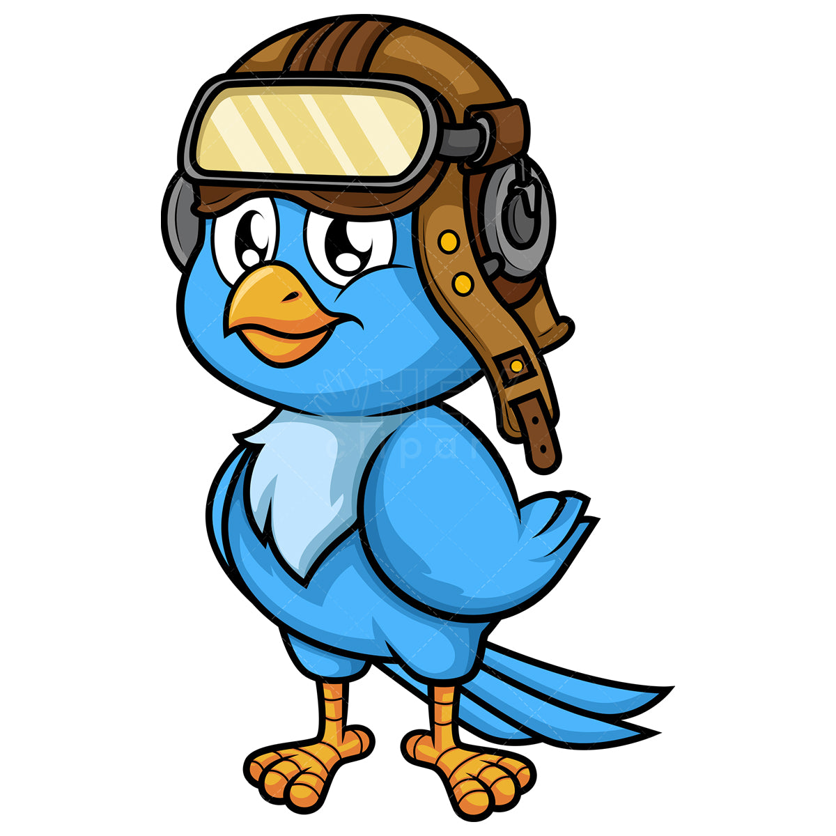 Royalty-free stock vector illustration of a blue bird pilot.