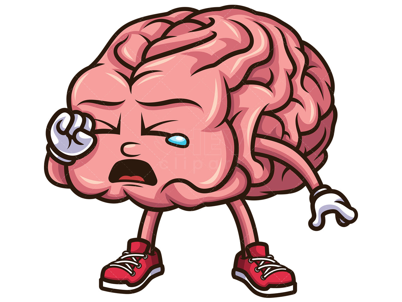 Royalty-free stock vector illustration of a crying brain.