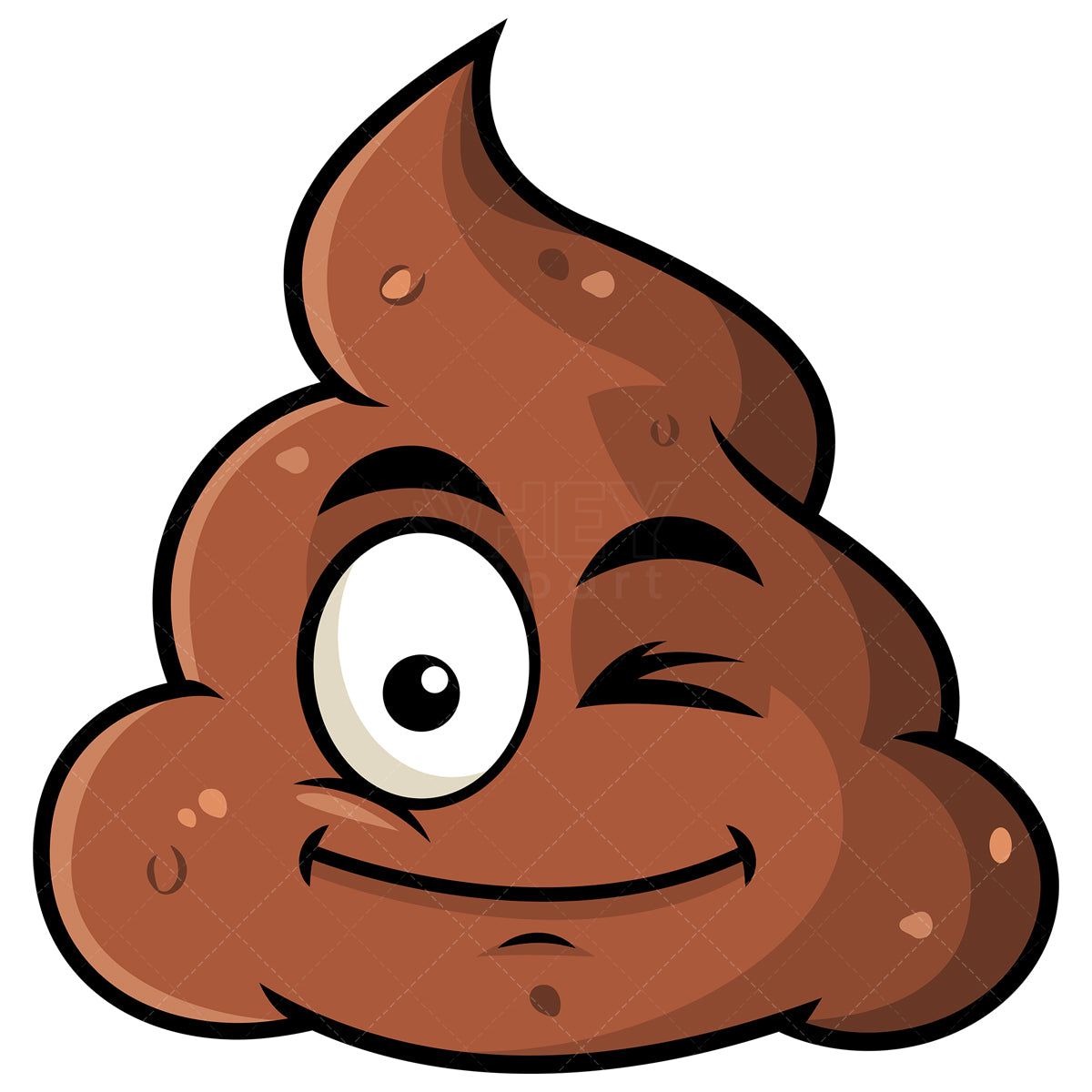 Royalty-free stock vector illustration of a winking poop emoji.