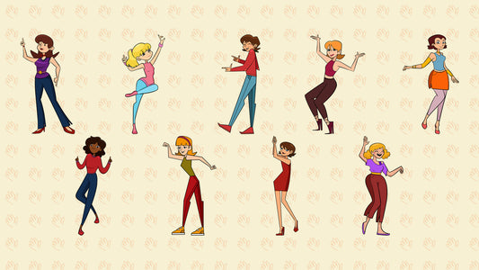 Nine women dancing free vector bundle preview