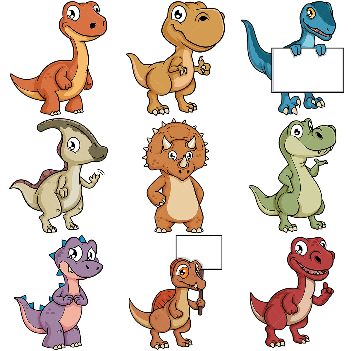 Cute Dinosaur Characters Clipart Bundle Royalty-Free Vector Illustrations