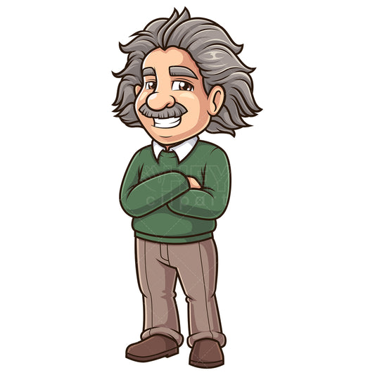 Royalty-free stock vector illustration of albert einstein with arms crossed.