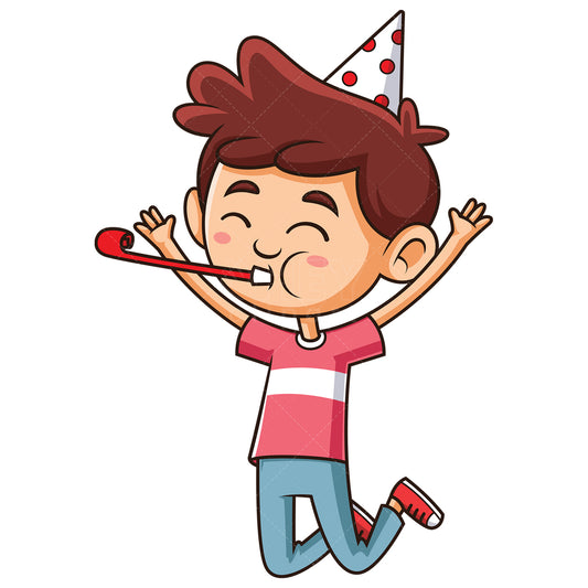 Royalty-free stock vector illustration of a birthday boy cheering.