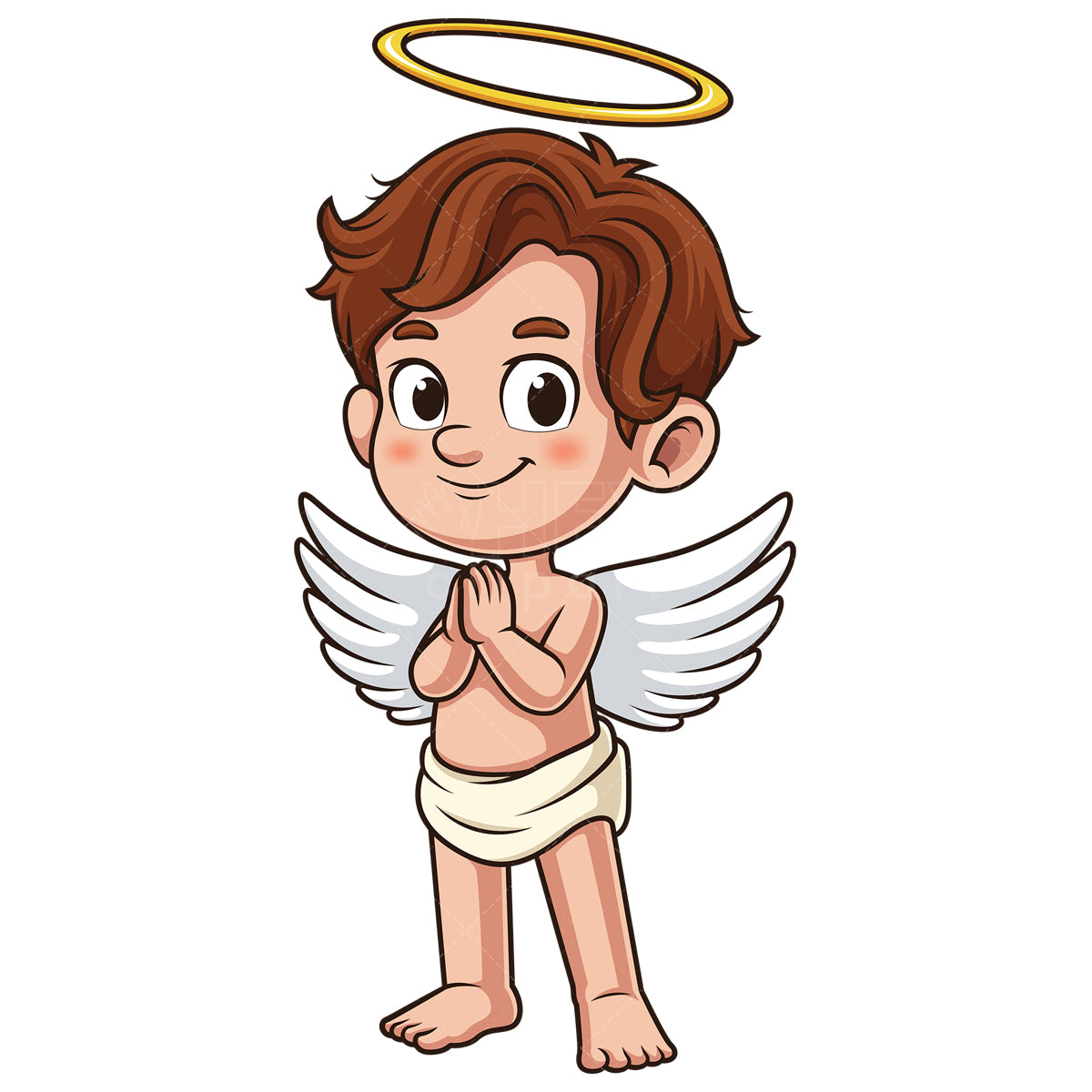 Royalty-free stock vector illustration of a cherub arms crossed.