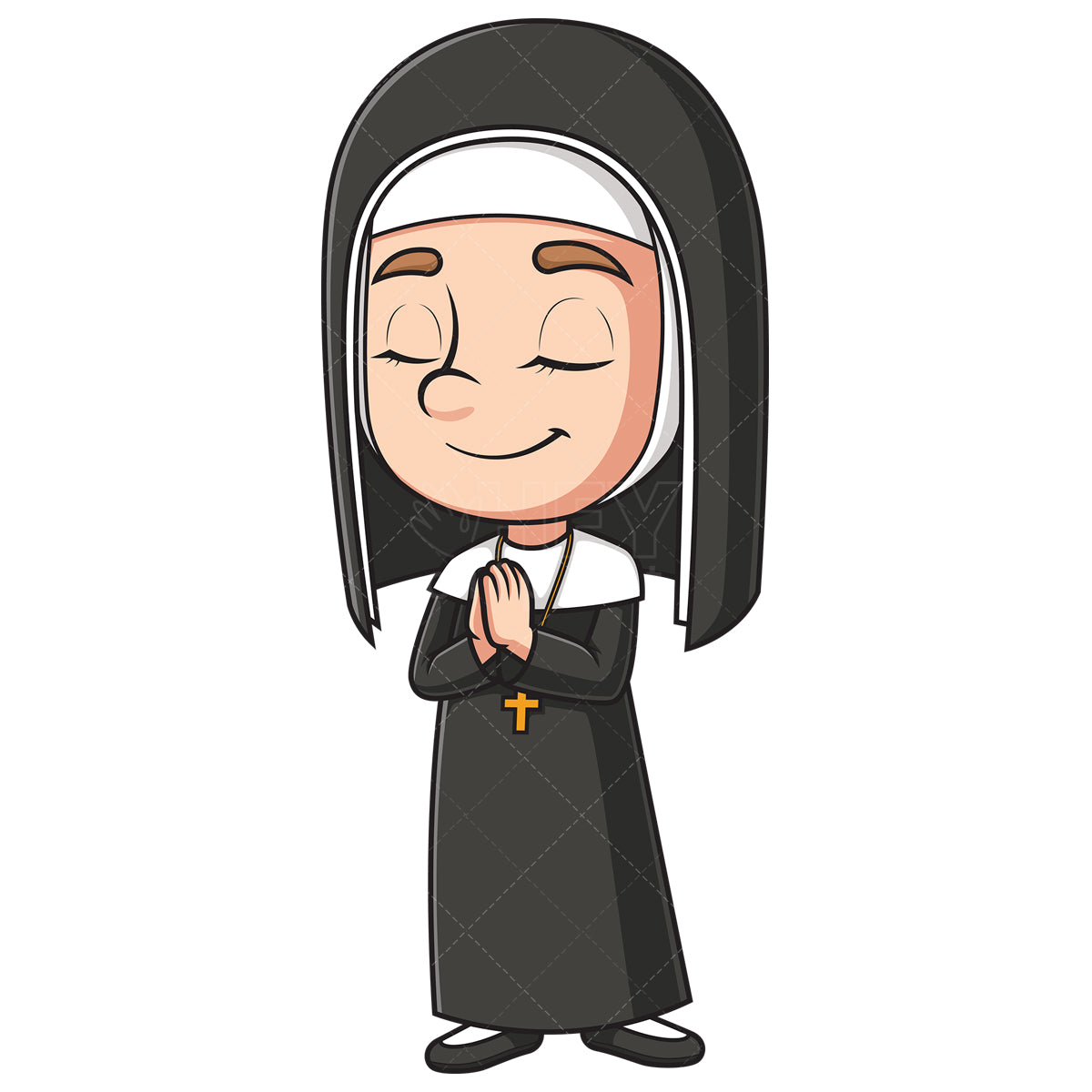 Royalty-free stock vector illustration of a christian nun praying.