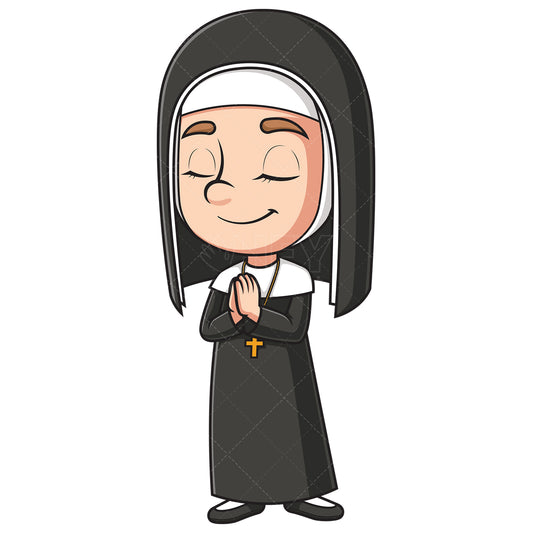 Royalty-free stock vector illustration of a christian nun praying.