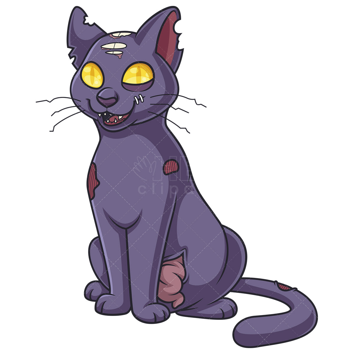 Royalty-free stock vector illustration of a creepy zombie cat.