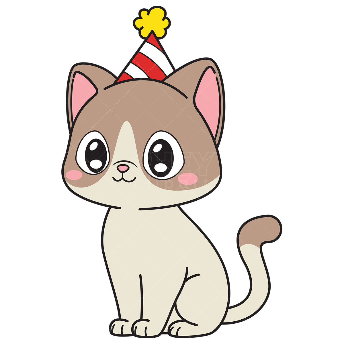 Royalty-free vector illustration of a cute birthday cat.