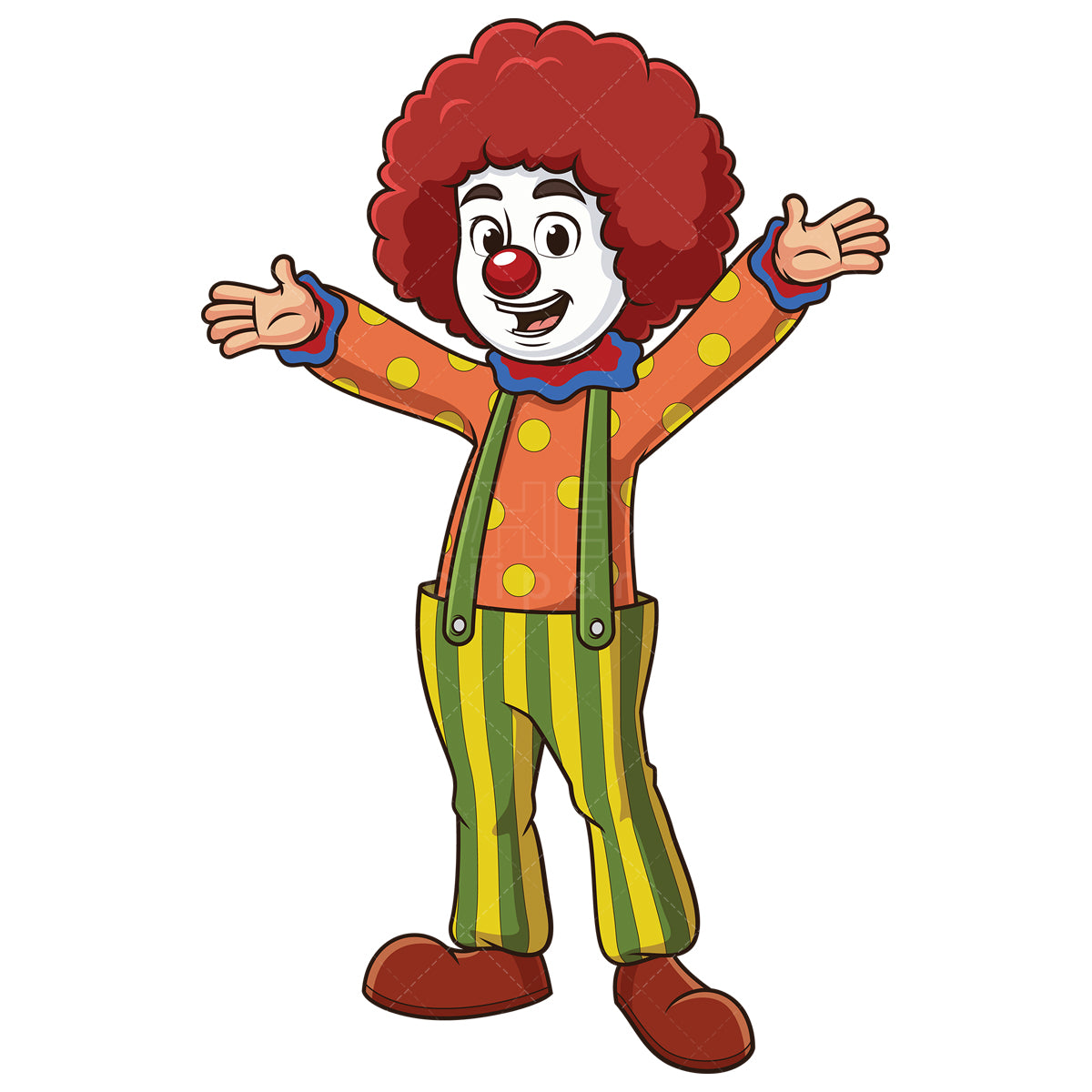 Royalty-free stock vector illustration of a cute cheering clown.