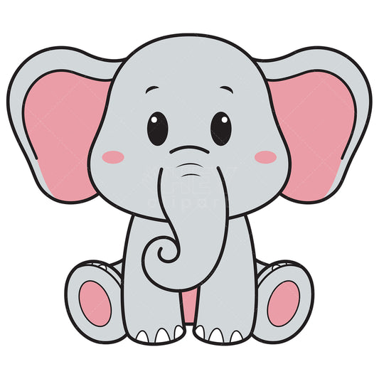 Royalty-free vector illustration of a cute elephant.