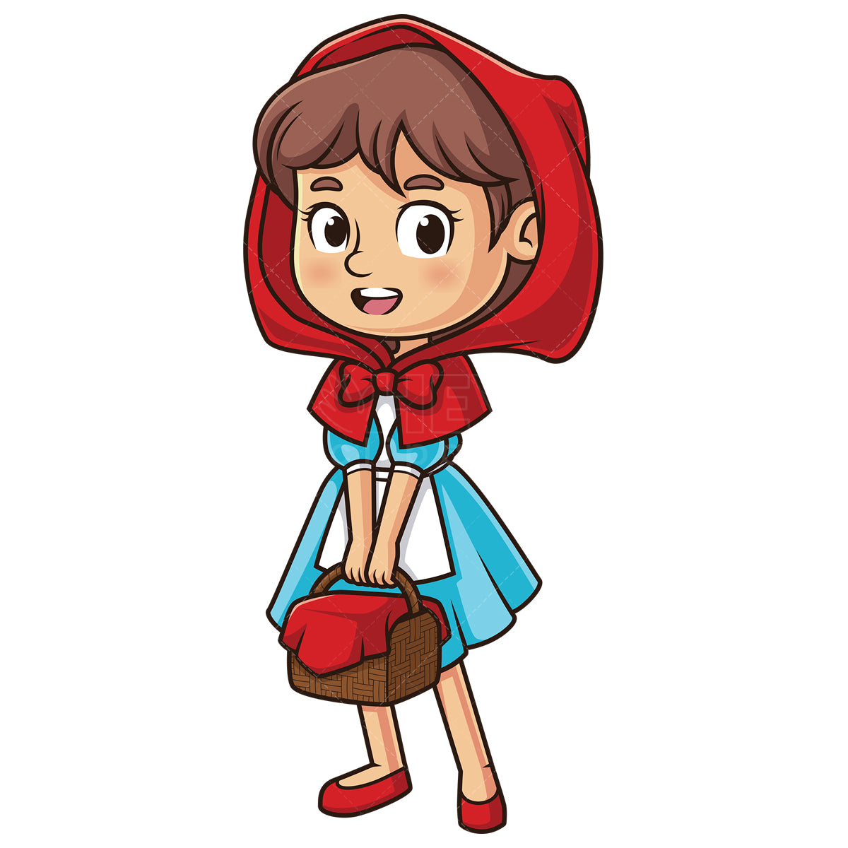 Royalty-free stock vector illustration of cute little red riding hood.