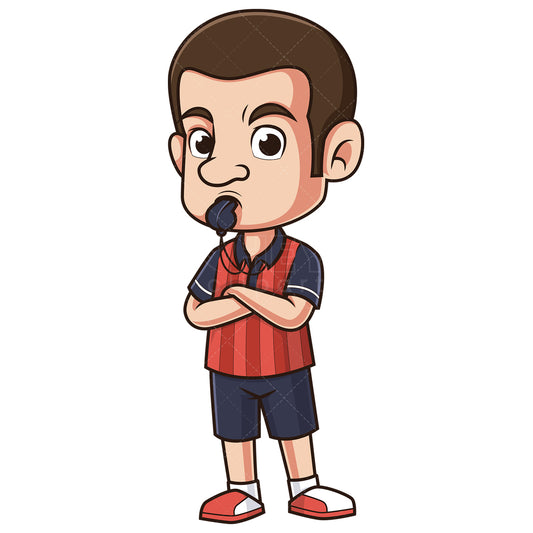 Royalty-free stock vector illustration of a cute soccer referee.