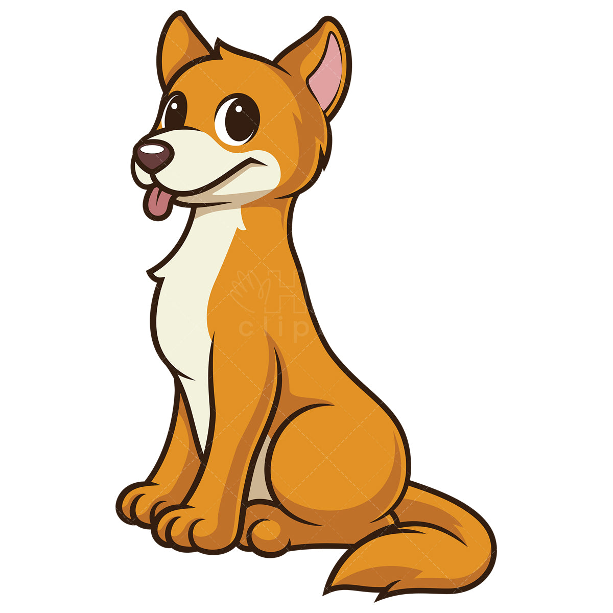 Royalty-free stock vector illustration of a dingo in chibi kawaii style.