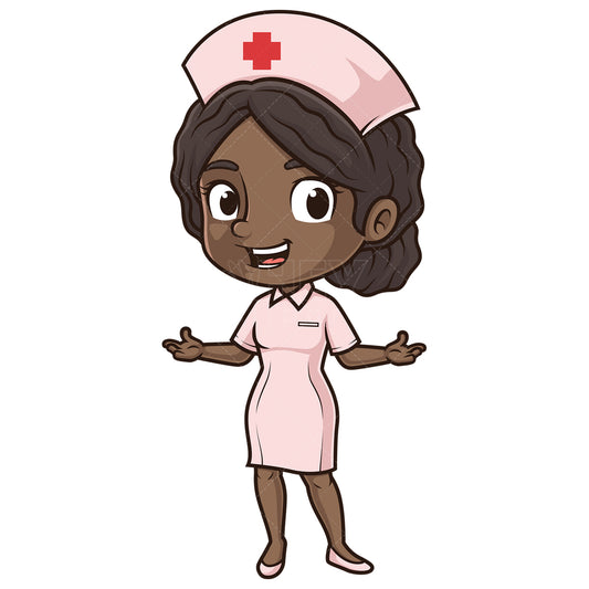 Royalty-free stock vector illustration of a friendly african-american female nurse.