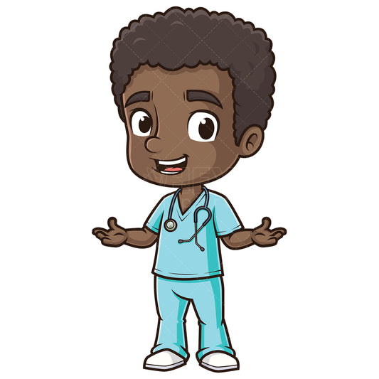 Royalty-free stock vector illustration of a friendly african-american male nurse.