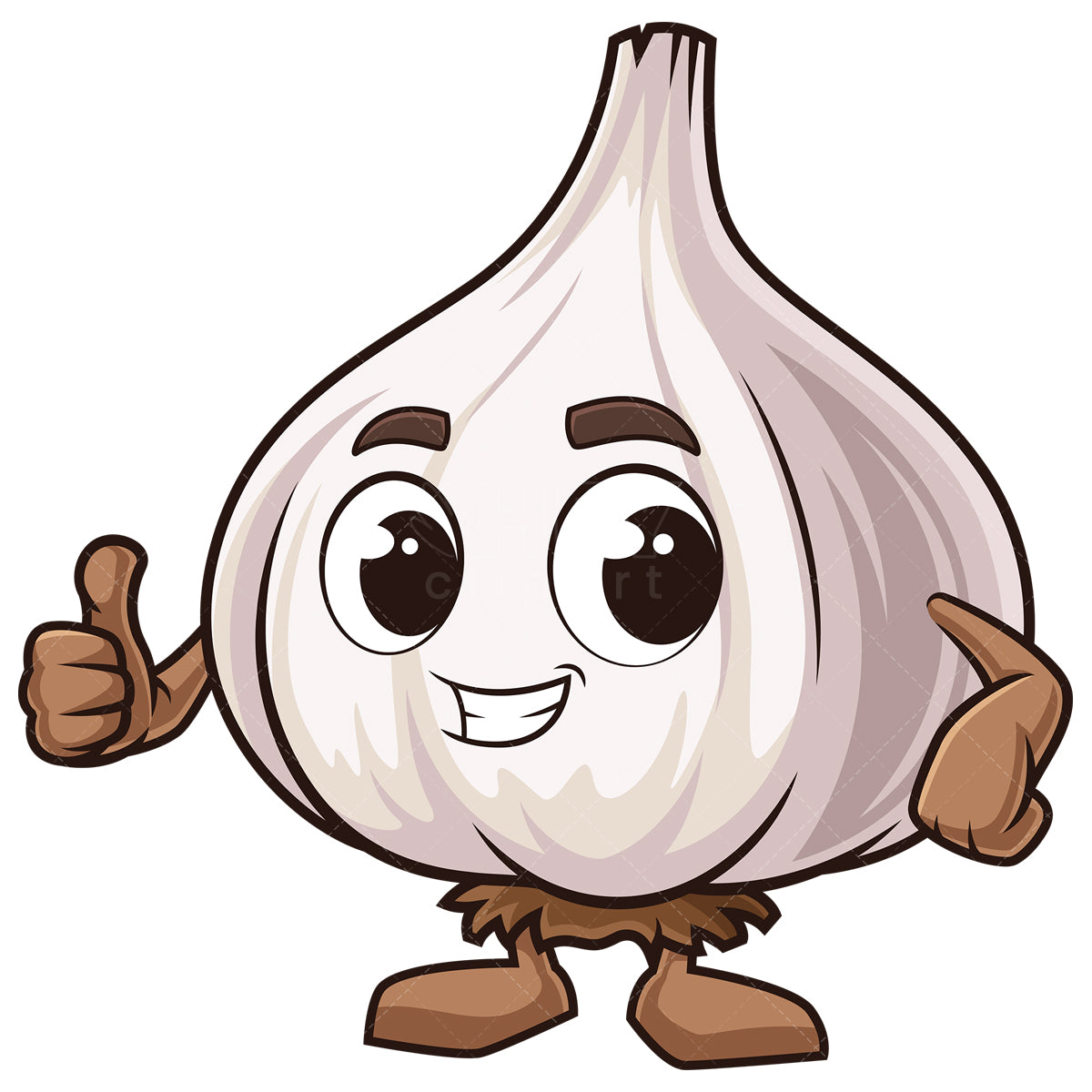 Royalty-free stock vector illustration of a garlic mascot thumbs up.