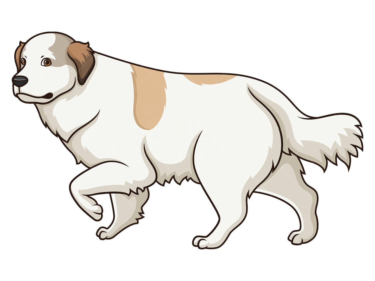 Royalty-free stock vector illustration of a great pyrenees dog walking.