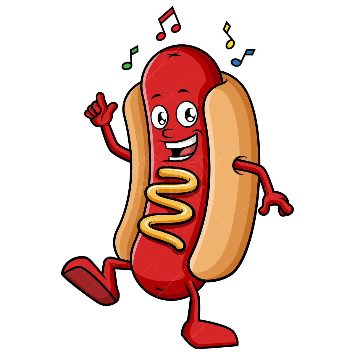 Royalty-free stock vector illustration of a hot dog dancing.