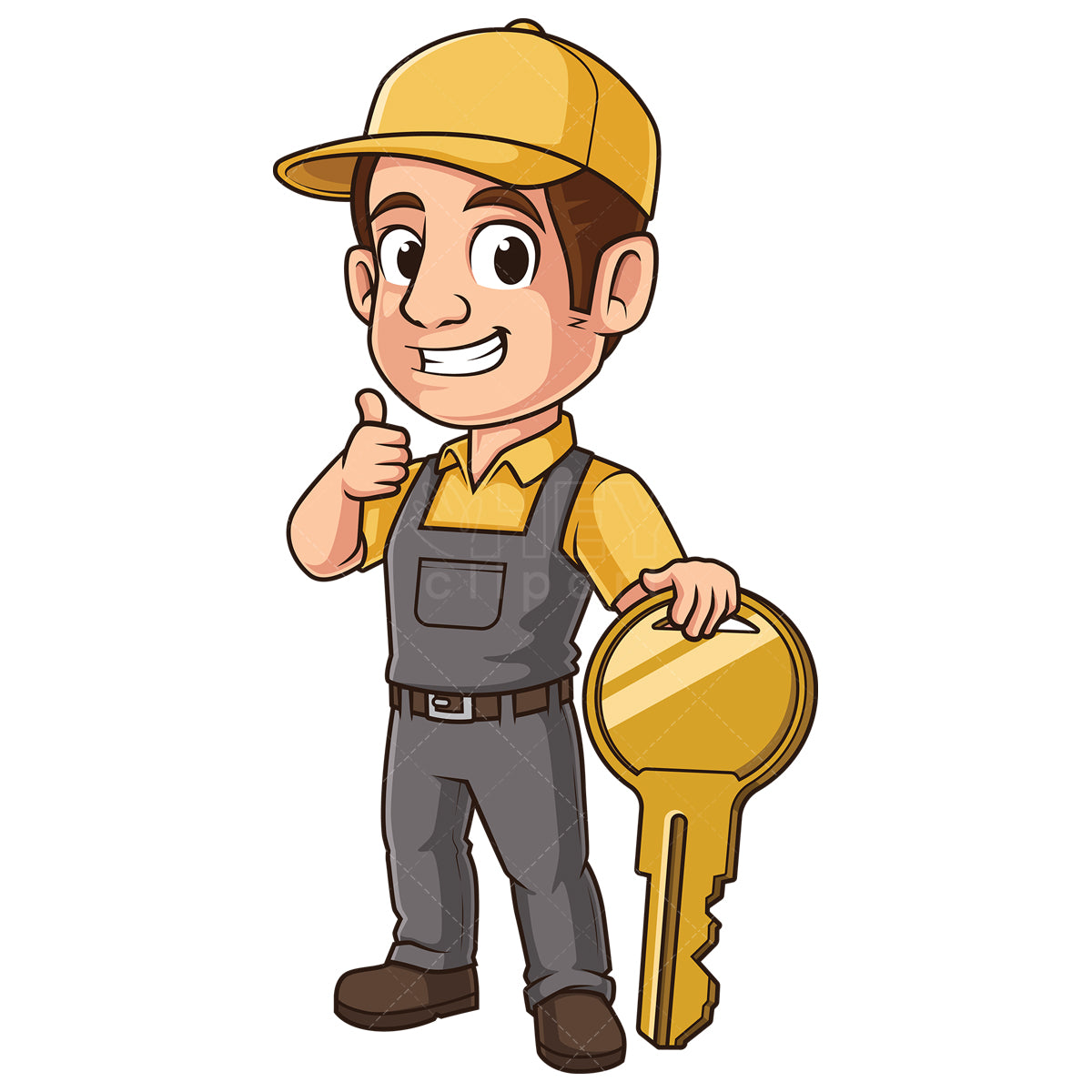 Royalty-free stock vector illustration of a locksmith thumbs up.