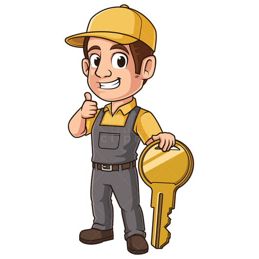 Royalty-free stock vector illustration of a locksmith thumbs up.