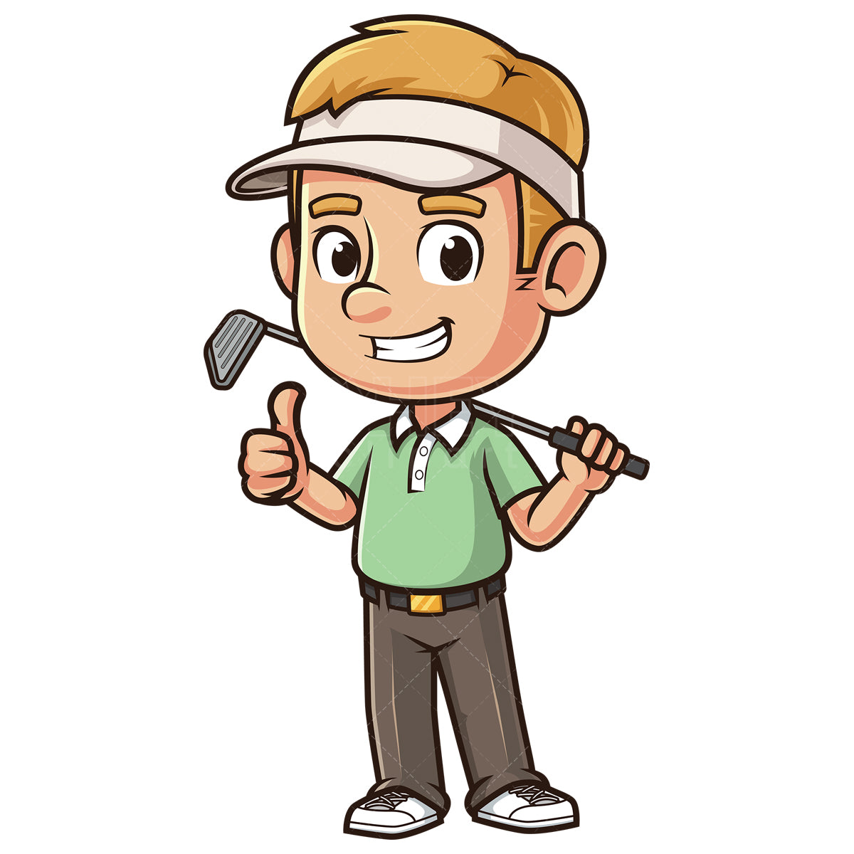 Royalty-free stock vector illustration of a male golfer thumbs up.