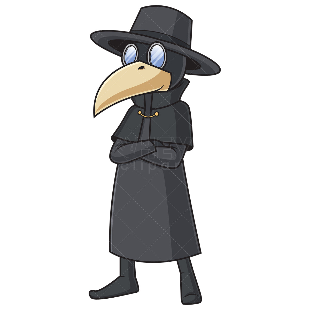 Royalty-free stock vector illustration of a medieval plague doctor.