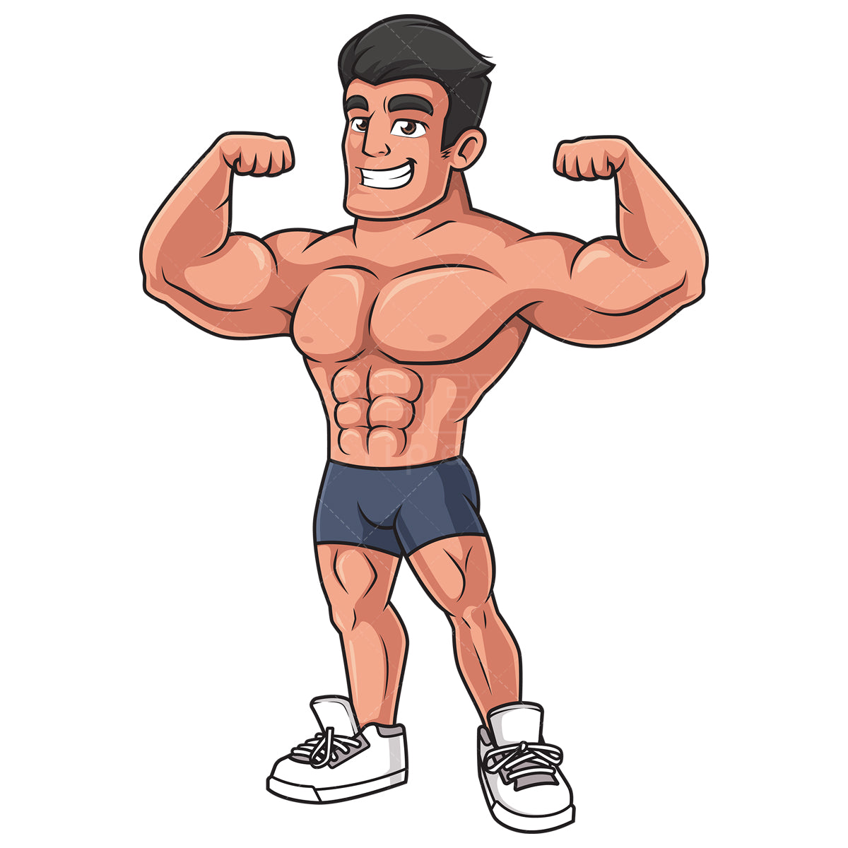 Royalty-free stock vector illustration of a muscular man flexing.