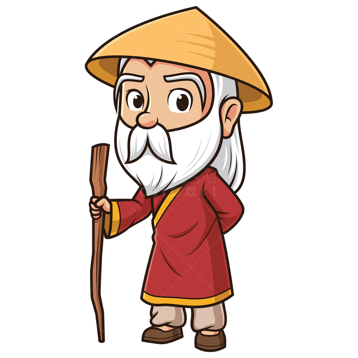 Royalty-free stock vector illustration of an old asian man.