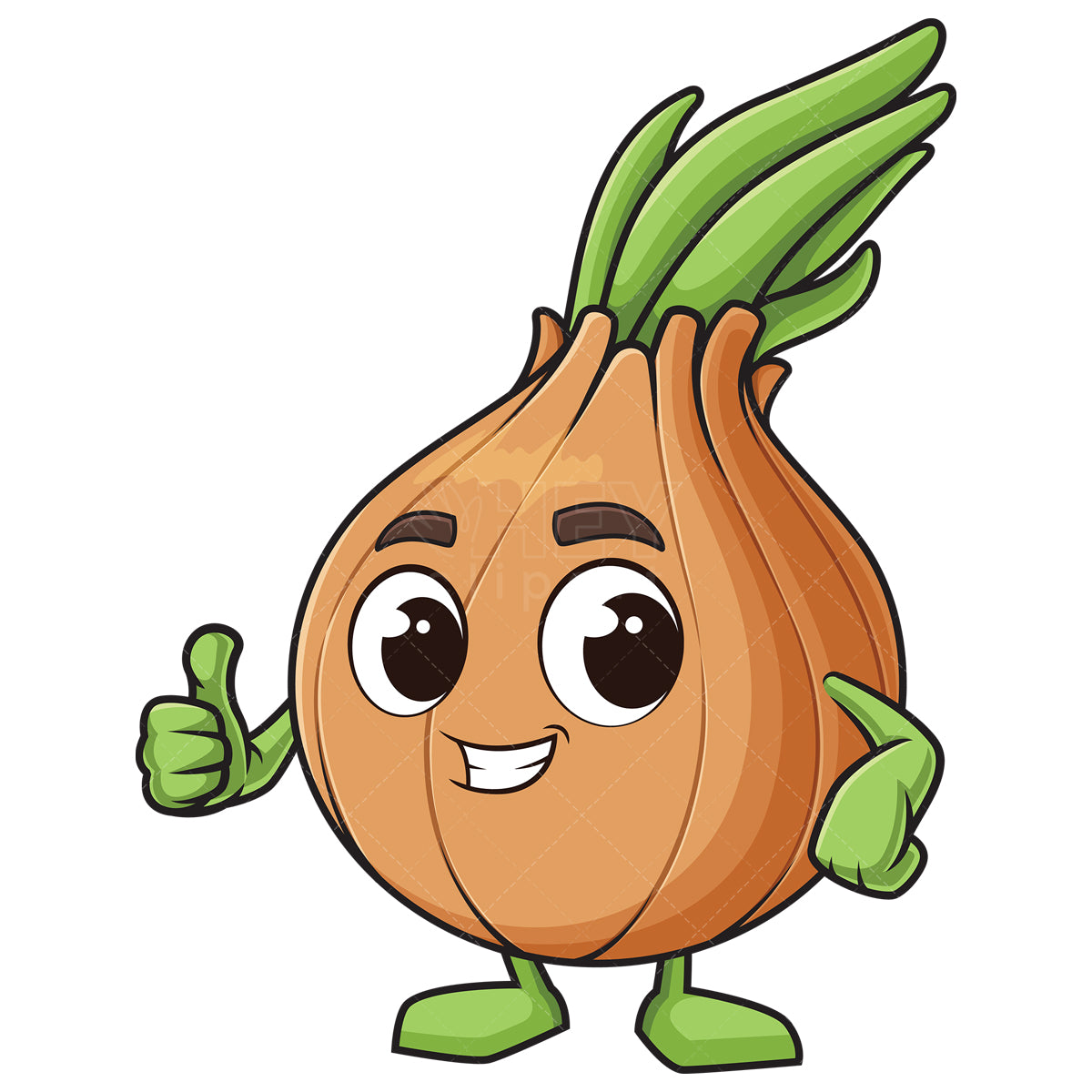 Royalty-free stock vector illustration of a onion mascot thumbs up.