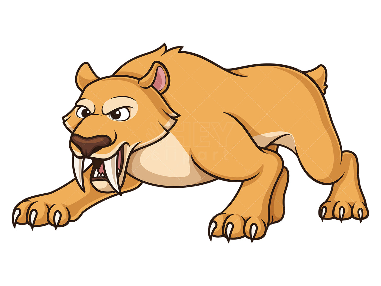 Royalty-free stock vector illustration of a saber tooth cat attacking.