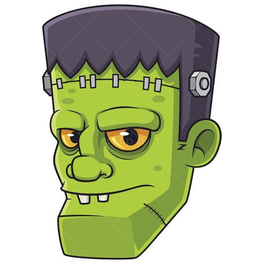 Royalty-free stock vector illustration of a frankenstein monster head.