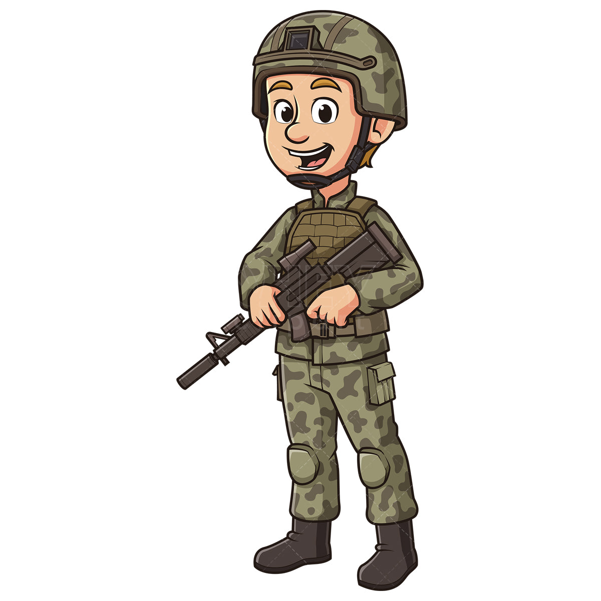 Royalty-free stock vector illustration of a modern soldier.