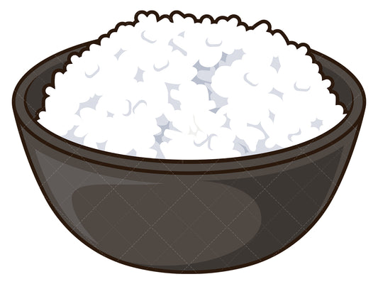 Royalty-free stock vector illustration of a steamed rice bowl.