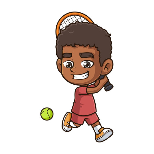 Black boy playing tennis. PNG - JPG and vector EPS (infinitely scalable).