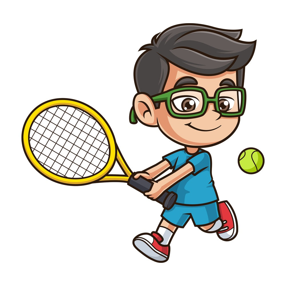 Kid playing tennis. PNG - JPG and vector EPS (infinitely scalable).