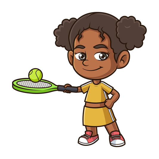 Black girl playing tennis. PNG - JPG and vector EPS (infinitely scalable).