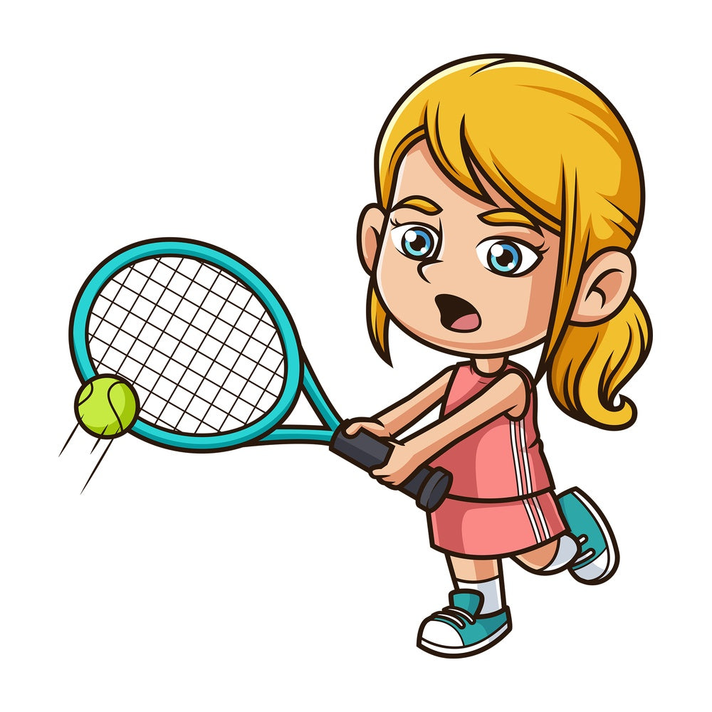 Caucasian girl playing tennis. PNG - JPG and vector EPS (infinitely scalable).