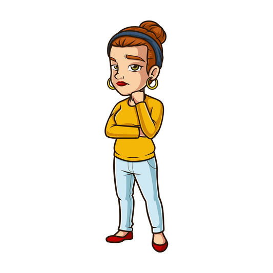 Female hipster thinking. PNG - JPG and vector EPS (infinitely scalable).