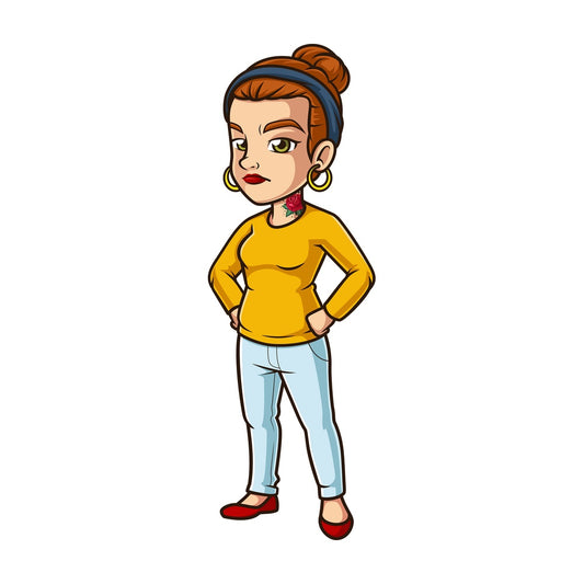 Angry female hipster. PNG - JPG and vector EPS (infinitely scalable).