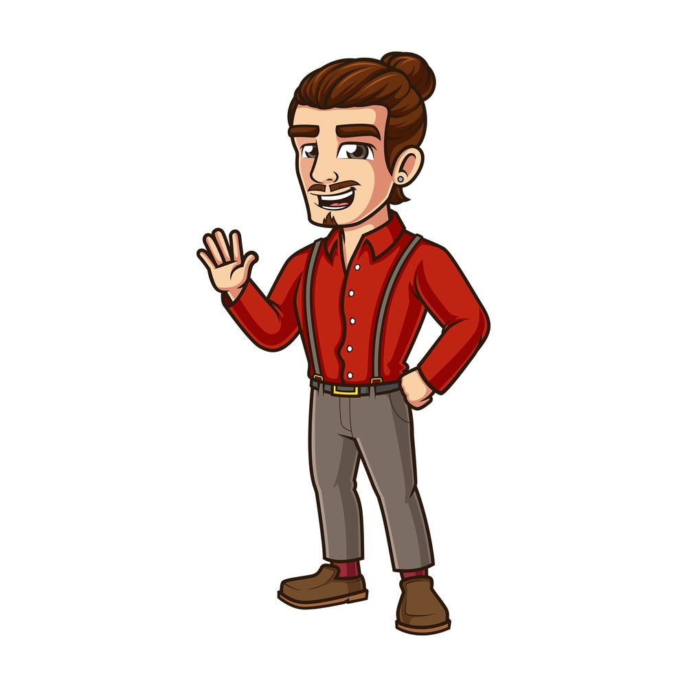 Happy hipster waving. PNG - JPG and vector EPS (infinitely scalable).