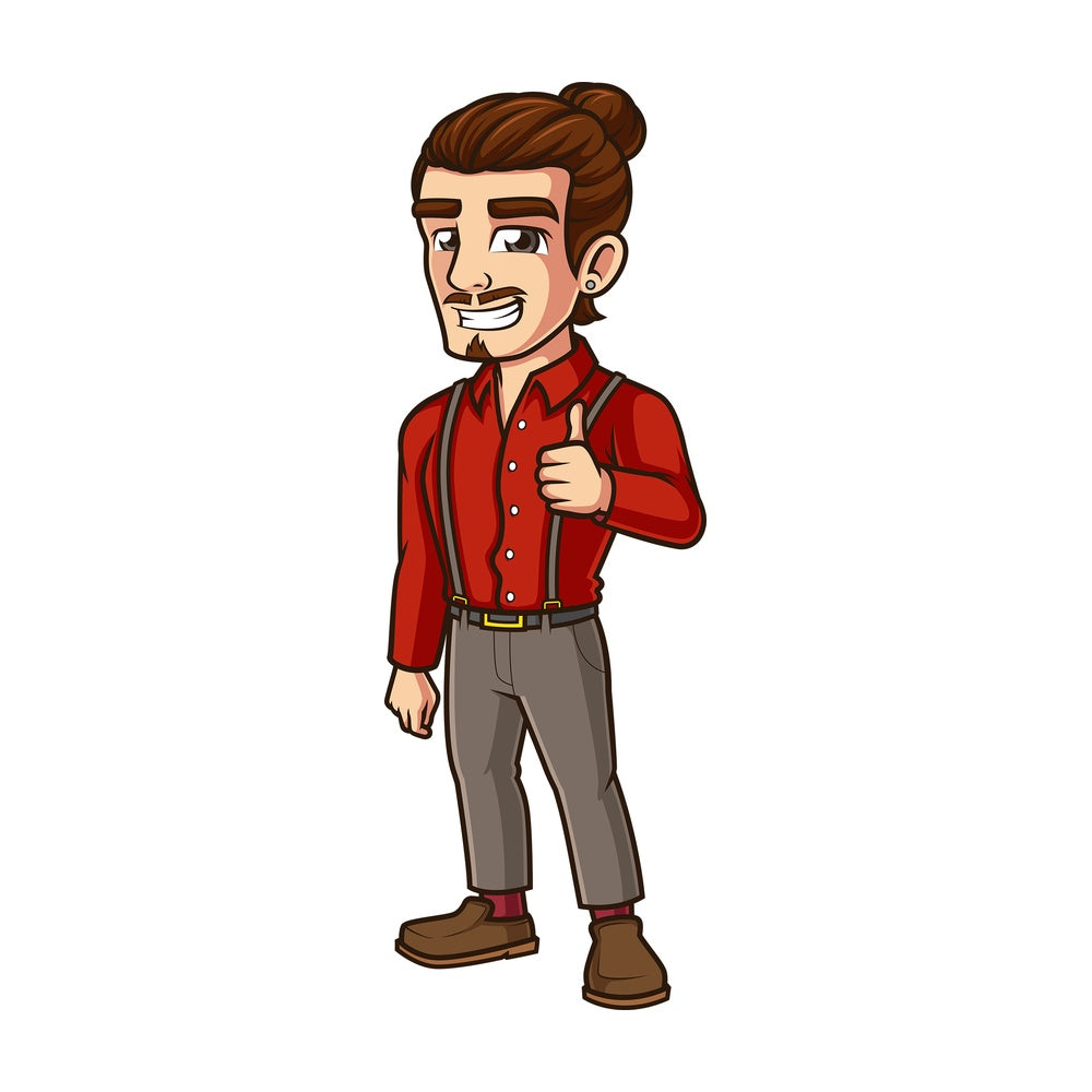 Male hipster thumbs up. PNG - JPG and vector EPS (infinitely scalable).
