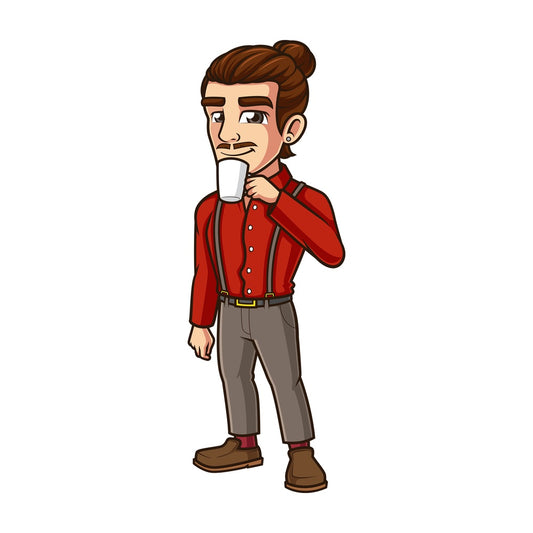 Hipster man drinking coffee. PNG - JPG and vector EPS (infinitely scalable).