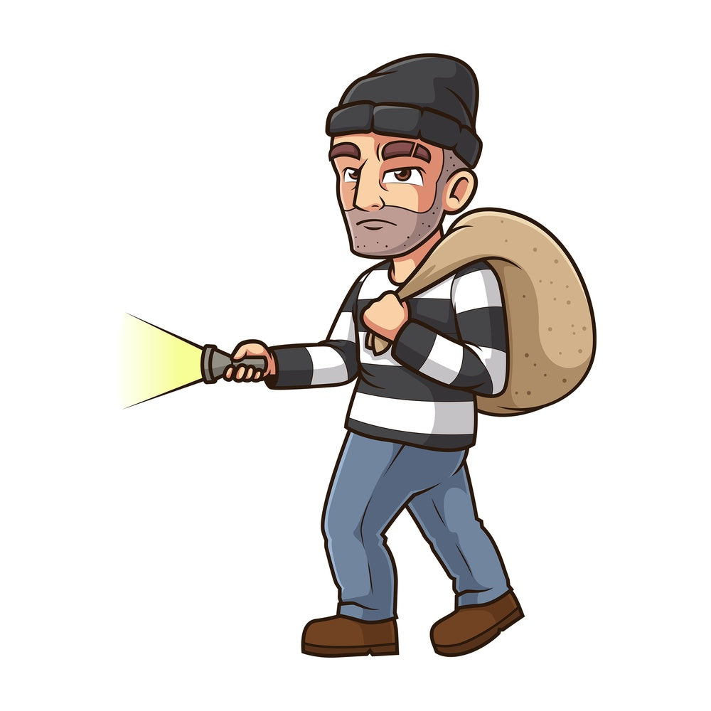 Thief holding flashlight. PNG - JPG and vector EPS (infinitely scalable).