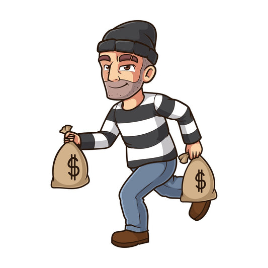 Thief with money bags. PNG - JPG and vector EPS (infinitely scalable).