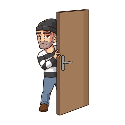 Burglar breaking into house. PNG - JPG and vector EPS (infinitely scalable).